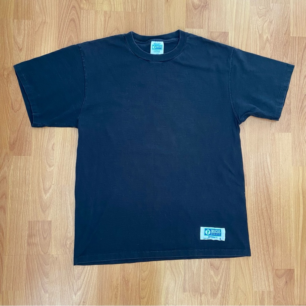 Vintage Discus Athletic Men’s Logo Patch Black T-Shirt Size Large